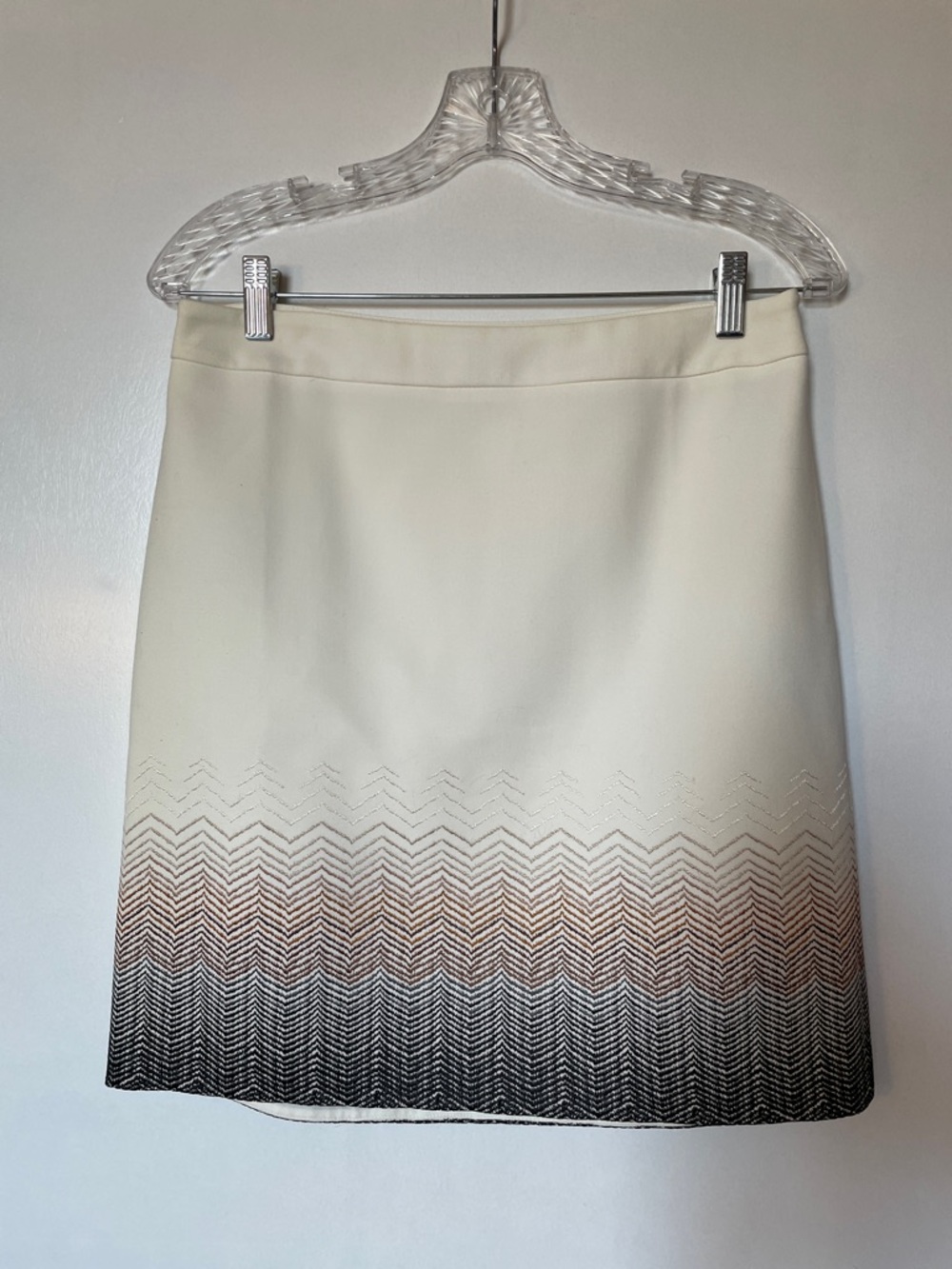Cream Ombre Chevron Knit Skirt